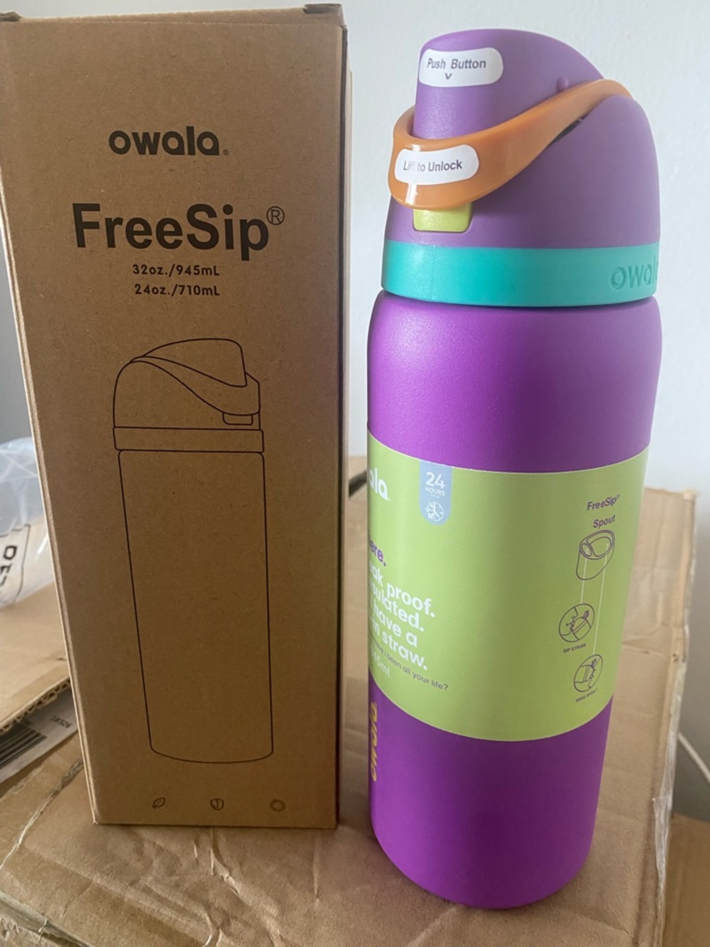 Owala FreeSip Insulated Water Bottle - Purple/Teal Accent